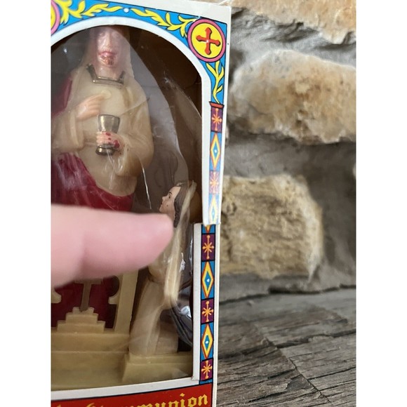 Vintage Plastic 1st Holy Communion Cake Topper Girl & Jesus Figure Original Box - Picture 10 of 10